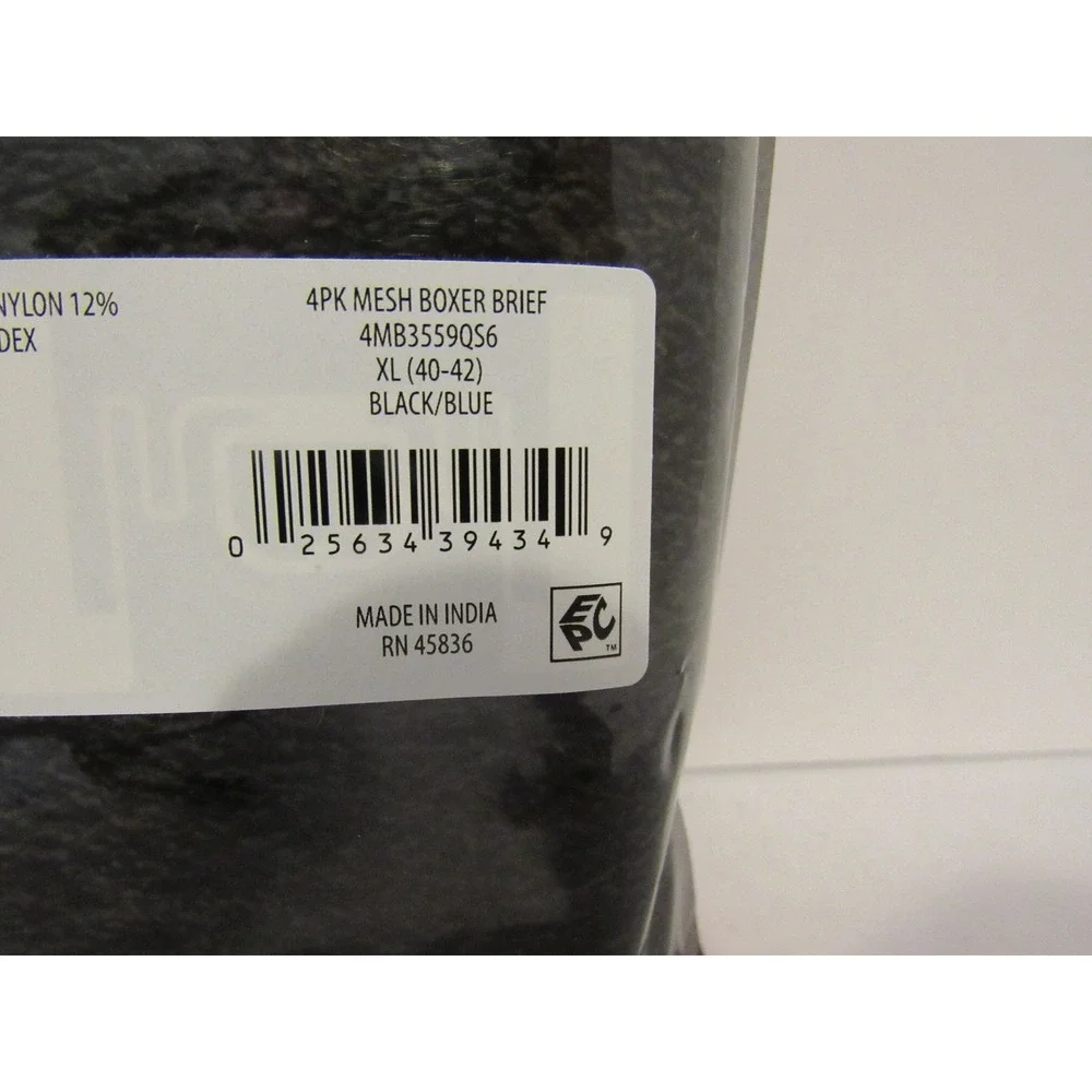 Quiksilver Mens 4 Pack Performance Mesh Boxer Briefs XL Black Blue 4MB3559QS6